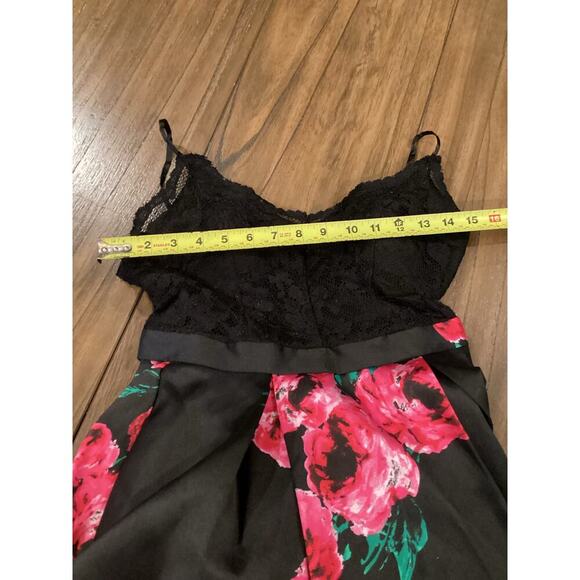 B Darlin scalloped strappy Lace bodice Floral Ball Gown Prom Dress Black Pink 1 - Picture 6 of 7